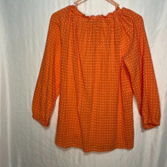 LOFT Clip Tie Neck Blouse – Orange – Women’s Medium - Picture 7 of 11